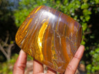 Polished Golden Tigers Eye Standing Display Pieces x 2 From Prieska, South Africa - Toprock Gemstones and Minerals 