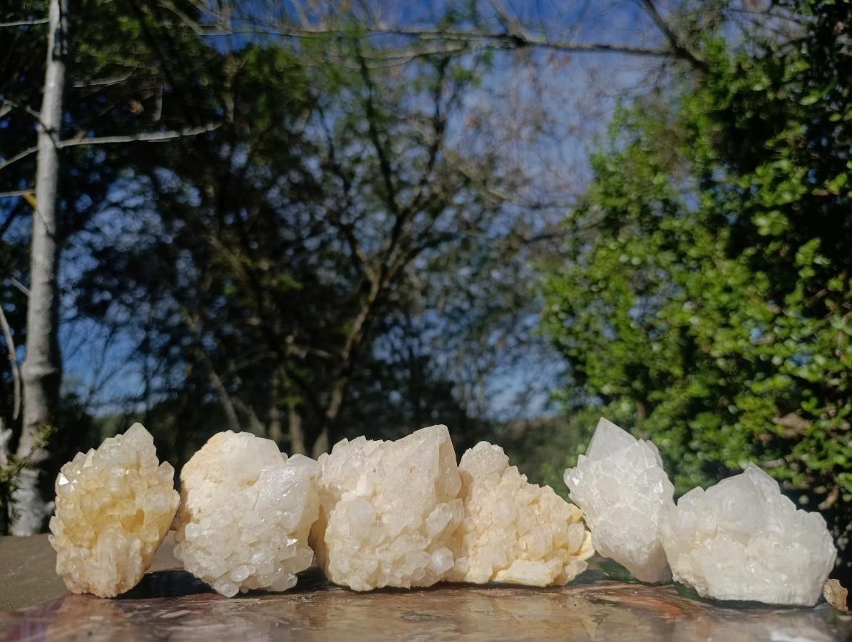 Natural Cascading Window Candle Quartz Clusters x 5 From Antsirabe, Madagascar - Toprock Gemstones and Minerals 