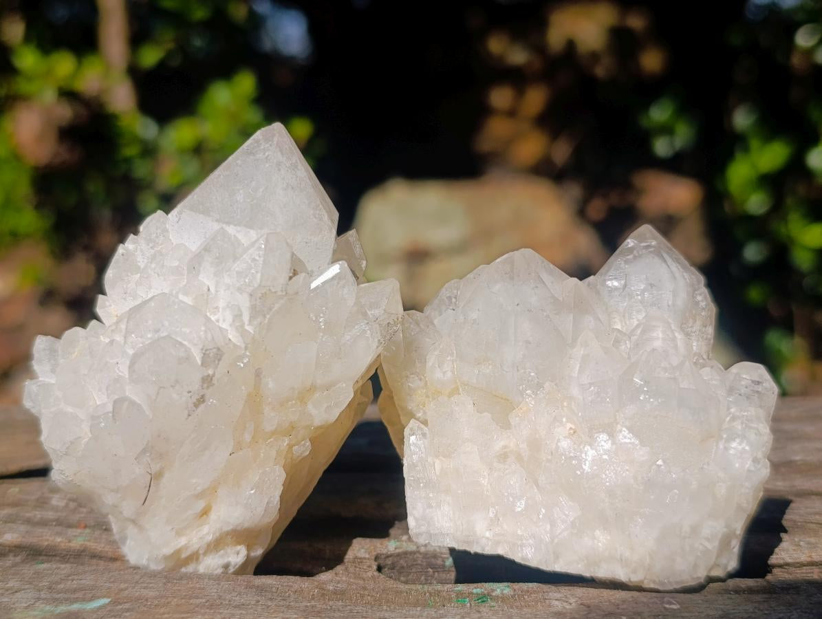 Natural Cascading Window Candle Quartz Clusters x 5 From Antsirabe, Madagascar - Toprock Gemstones and Minerals 