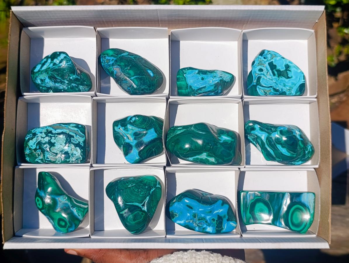 Polished Malacolla Free Forms x 12 From Kulukuluku, Congo - Toprock Gemstones and Minerals 