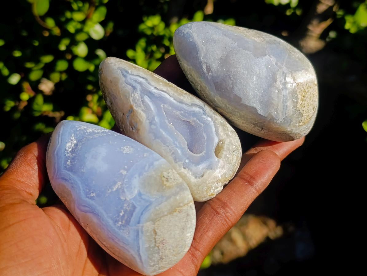 Polished Blue Lace Agate Free Forms x 12 From Nsanje, Malawi - Toprock Gemstones and Minerals 
