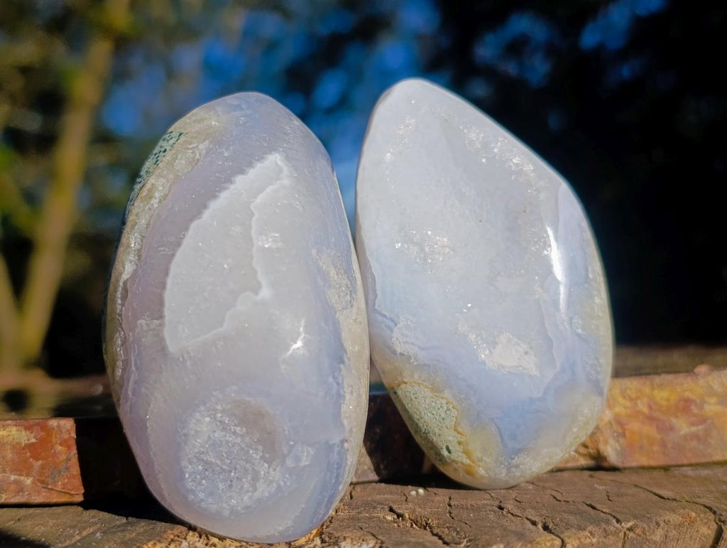 Polished Blue Lace Agate Free Forms x 12 From Nsanje, Malawi - Toprock Gemstones and Minerals 