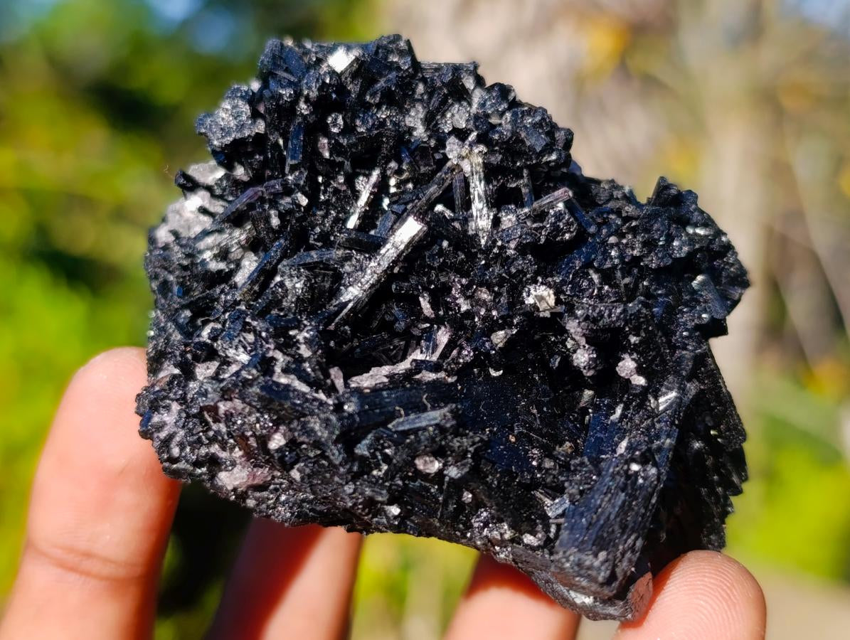 Natural Schorl Black Tourmaline with Muscovite Mica Specimens x 6 From Erongo, Namibia - Toprock Gemstones and Minerals 