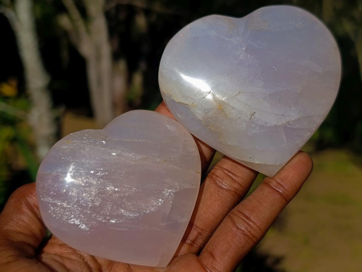 Polished Gemmy Rose Quartz Hearts x 12 From Madagascar - Toprock Gemstones and Minerals 