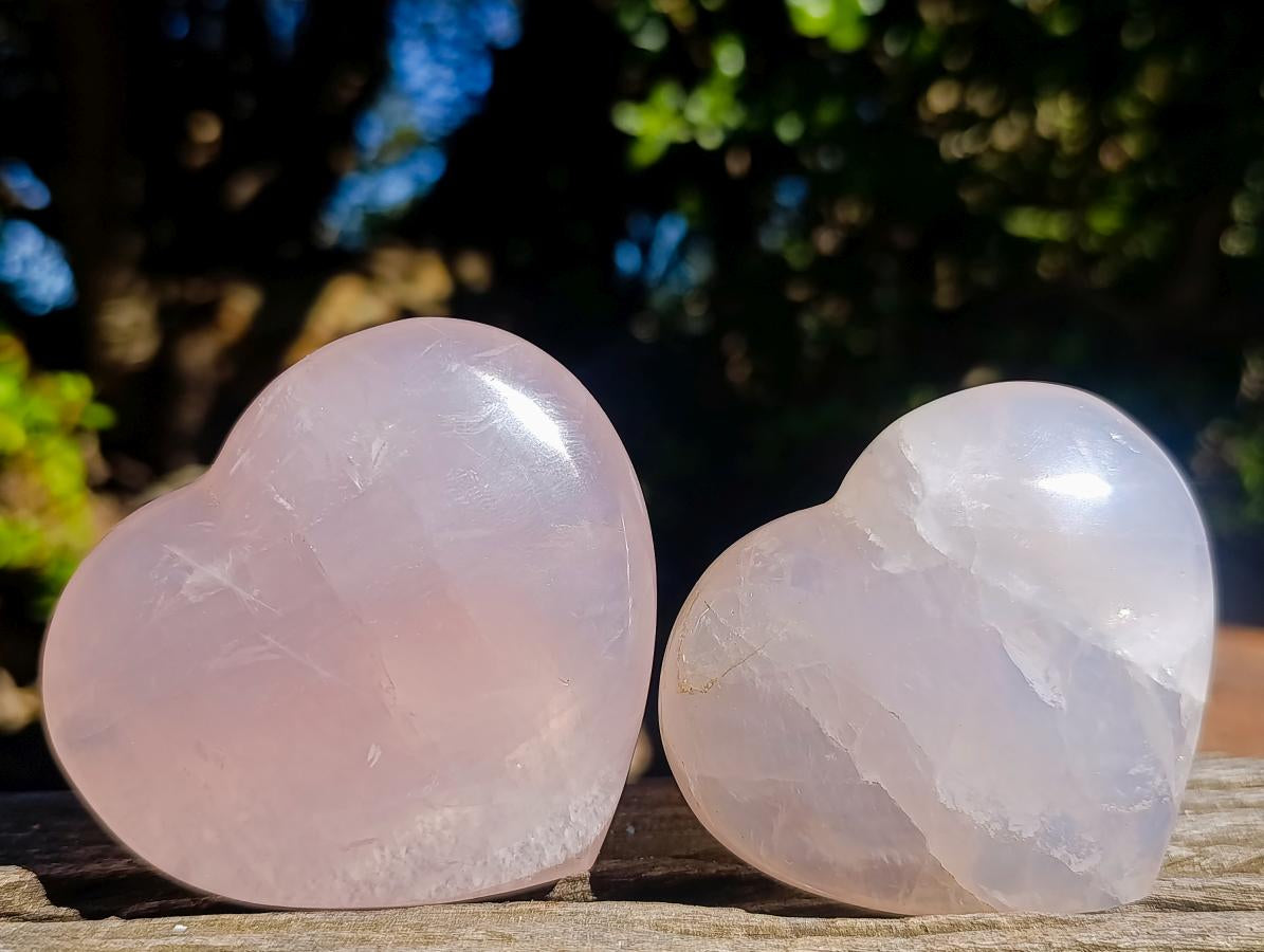Polished Gemmy Rose Quartz Hearts x 12 From Madagascar - Toprock Gemstones and Minerals 
