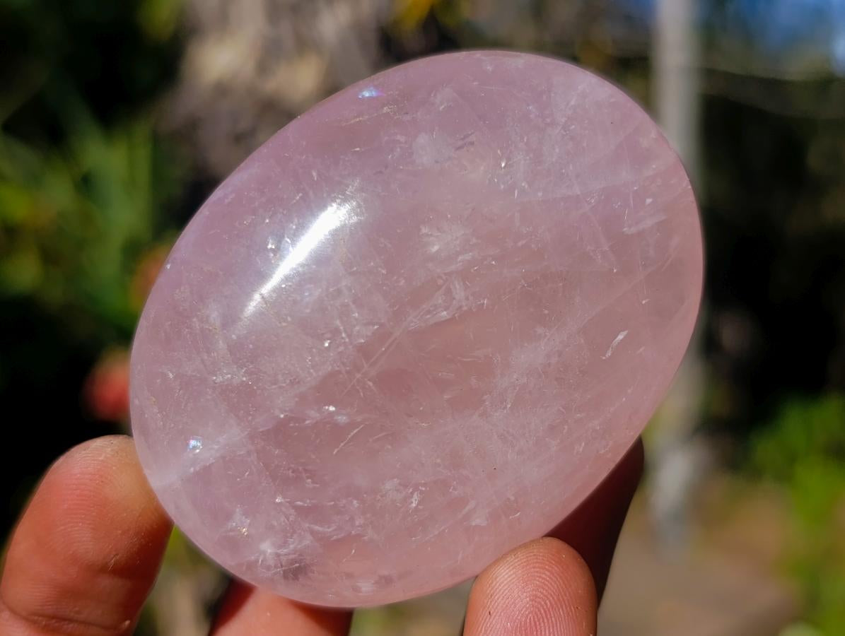 Polished Gemmy Rose Quartz Palm Stones x 24 From Madagascar - Toprock Gemstones and Minerals 