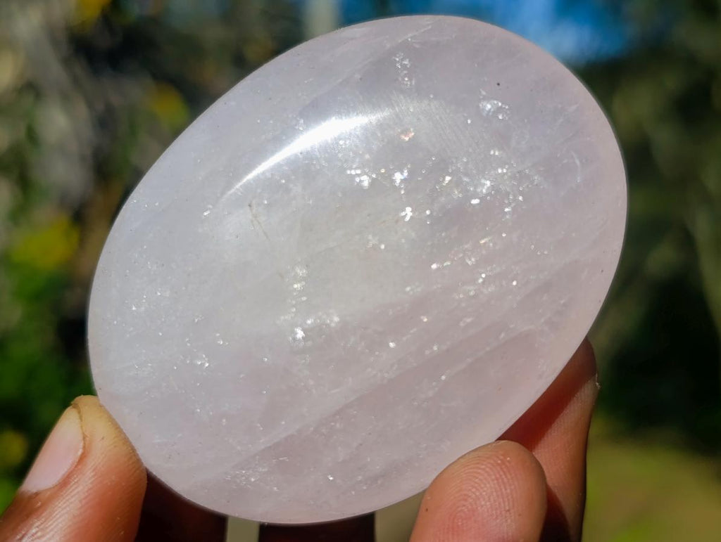 Polished Gemmy Rose Quartz Palm Stones x 24 From Madagascar - Toprock Gemstones and Minerals 
