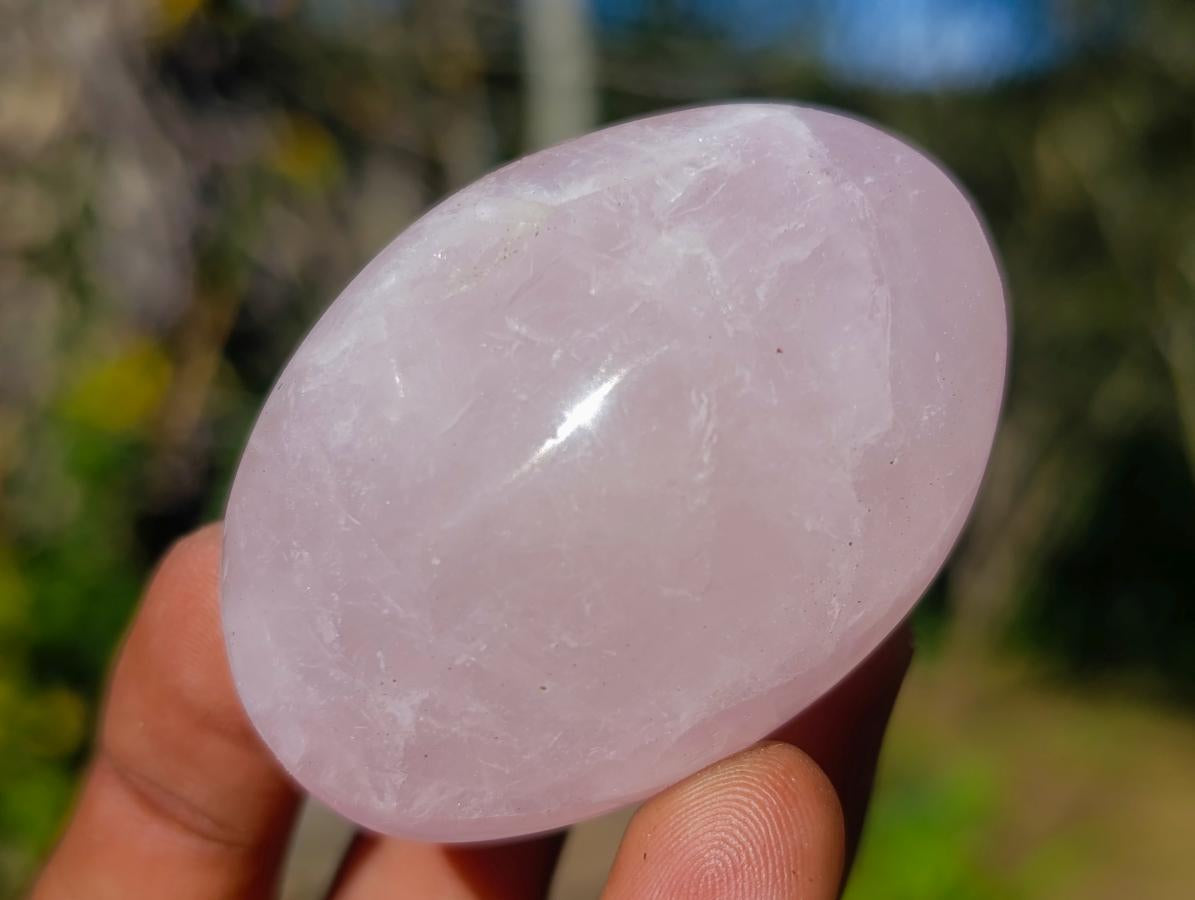 Polished Gemmy Rose Quartz Palm Stones x 24 From Madagascar - Toprock Gemstones and Minerals 