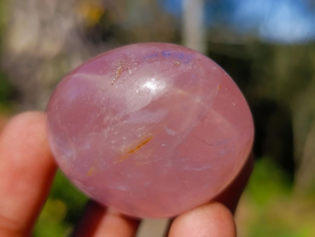 Polished Gemmy Rose Quartz Palm Stones x 24 From Madagascar - Toprock Gemstones and Minerals 