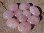 Polished Gemmy Rose Quartz Palm Stones x 24 From Madagascar - Toprock Gemstones and Minerals 