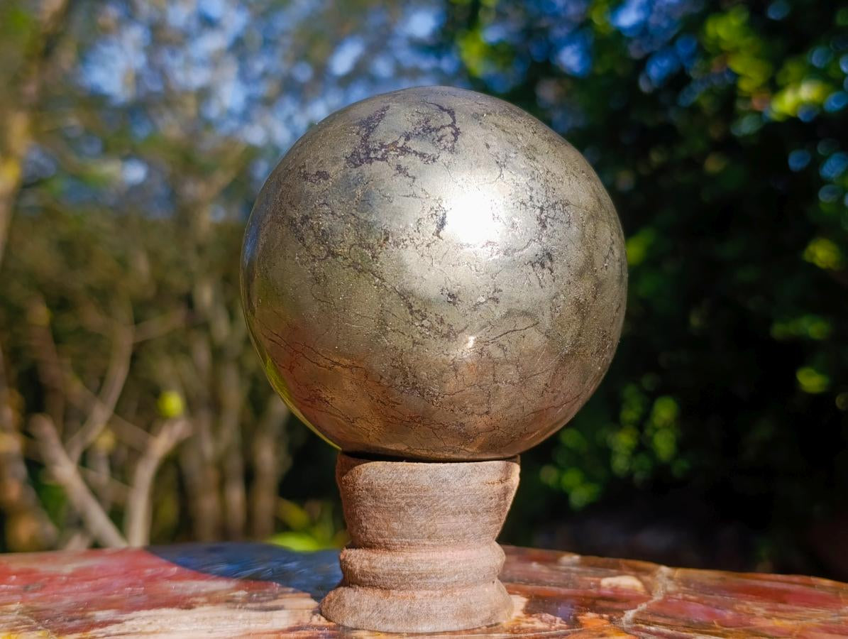 Polished Large Basalt Pharaoh Stone Sphere x 1 From Iron Duke Mine, Zimbabwe - Toprock Gemstones and Minerals 