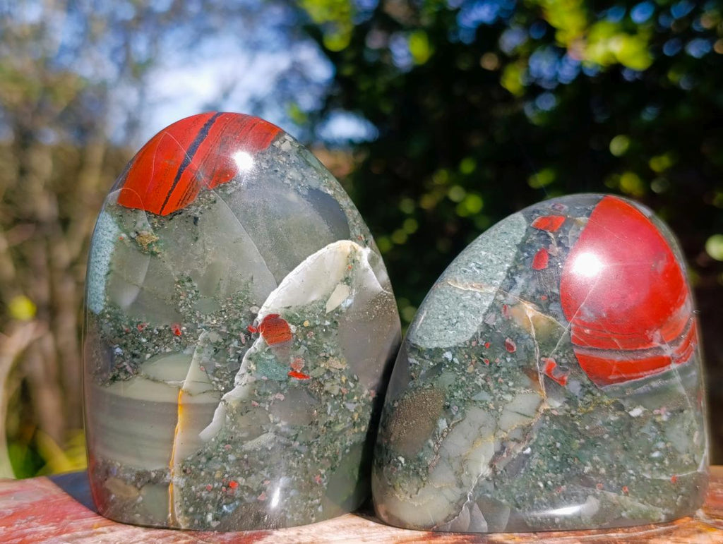Polished Bloodstone Standing Display Pieces x 3 From Swaziland - Toprock Gemstones and Minerals 