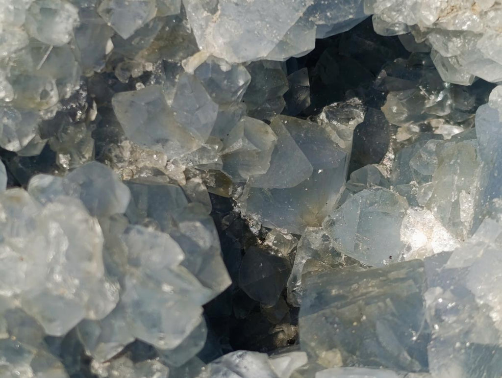 Polished Blue Celestite Crystal Heart and Display Crystal x 2 From Sakoany, Madagascar - Toprock Gemstones and Minerals 