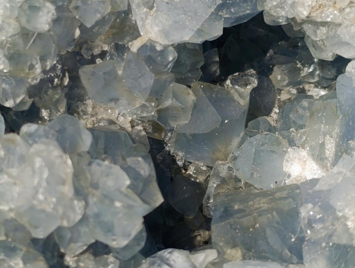 Polished Blue Celestite Crystal Heart and Display Crystal x 2 From Sakoany, Madagascar - Toprock Gemstones and Minerals 