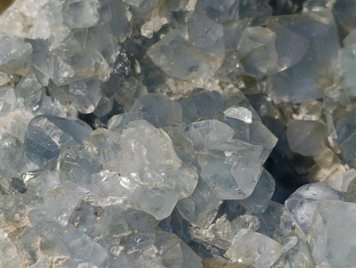 Polished Blue Celestite Crystal Heart and Display Crystal x 2 From Sakoany, Madagascar - Toprock Gemstones and Minerals 