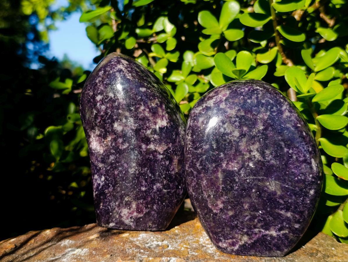 Polished Lepidolite Standing Display Pieces x 2 From Zimbabwe - Toprock Gemstones and Minerals 