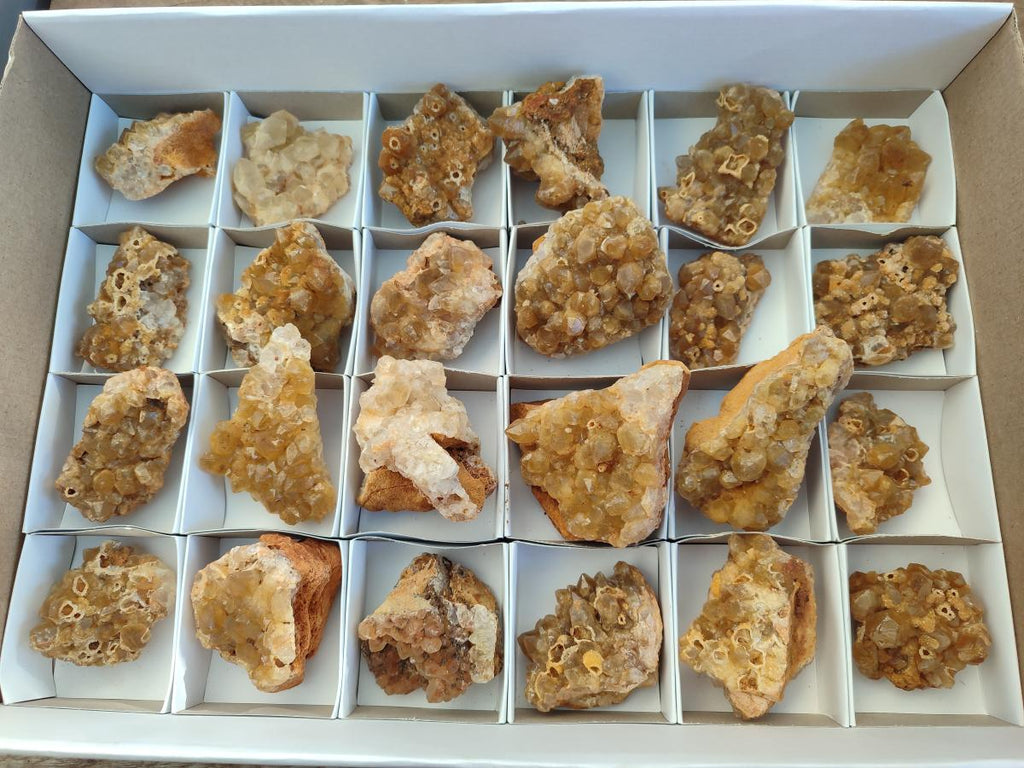 Natural Golden Limonite Quartz Clusters x 24 From Solwezi, Zambia - Toprock Gemstones and Minerals 