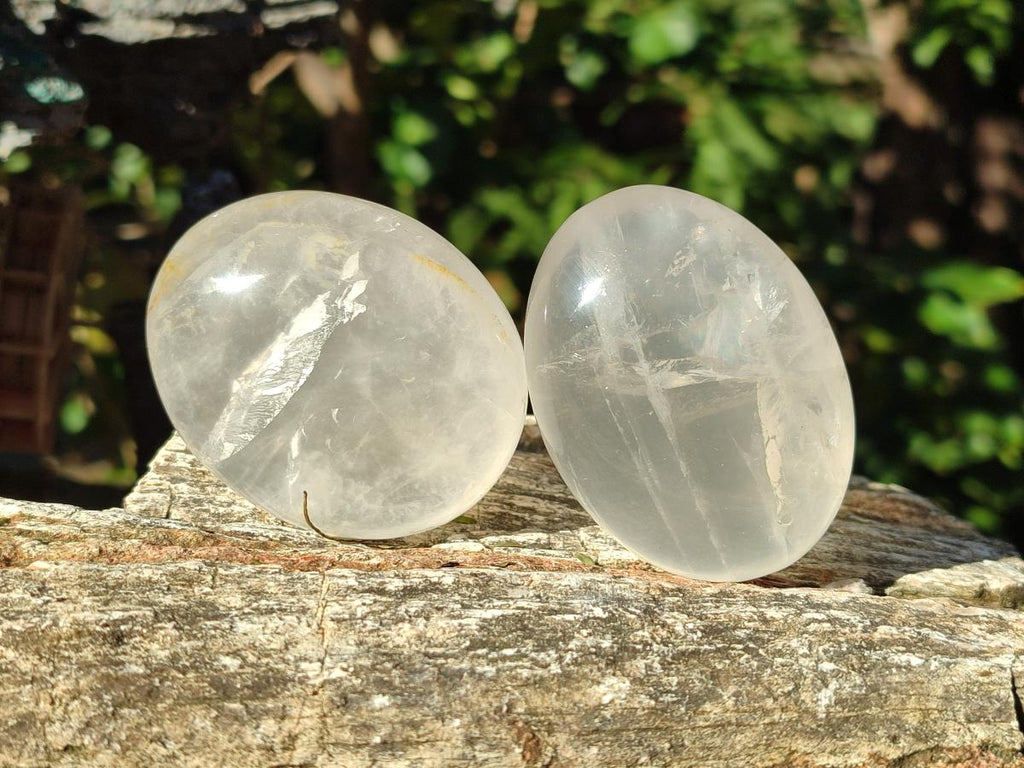 Polished Girasol Pearl Quartz Palm Stones x 12 From Ambatondrazaka, Madagascar - Toprock Gemstones and Minerals 