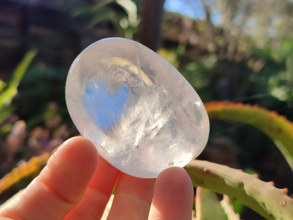 Polished Girasol Pearl Quartz Palm Stones x 12 From Ambatondrazaka, Madagascar - Toprock Gemstones and Minerals 