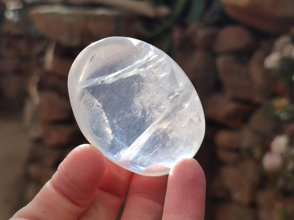 Polished Girasol Pearl Quartz Palm Stones x 12 From Ambatondrazaka, Madagascar - Toprock Gemstones and Minerals 