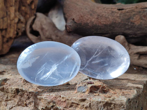 Polished Girasol Pearl Quartz Palm Stones x 12 From Ambatondrazaka, Madagascar - Toprock Gemstones and Minerals 