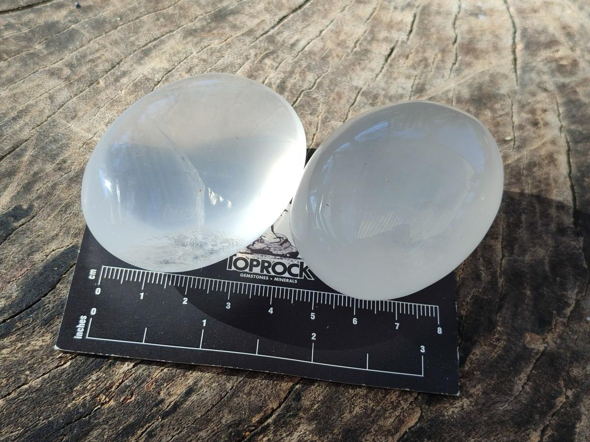 Polished Girasol Pearl Quartz Palm Stones x 12 From Ambatondrazaka, Madagascar - Toprock Gemstones and Minerals 