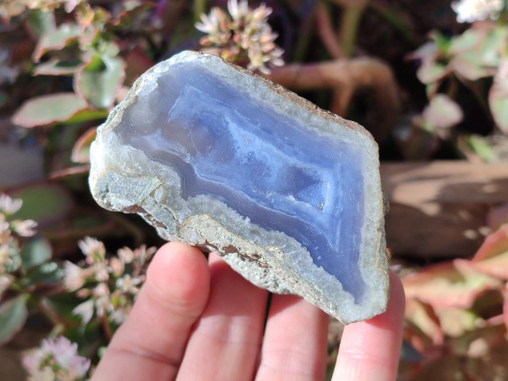 Polished On One Side Blue Lace Agate Geodes x 12 From Nsanje, Malawi - Toprock Gemstones and Minerals 