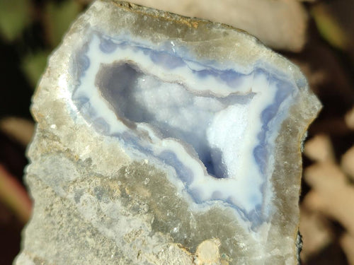 Polished On One Side Blue Lace Agate Geodes x 12 From Nsanje, Malawi - Toprock Gemstones and Minerals 