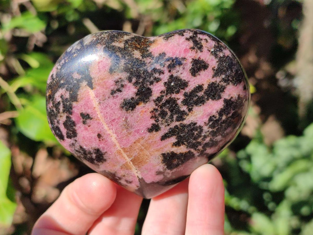 Polished Rhodonite Gemstone Hearts x 4 From Ambindavato, Madagascar - Toprock Gemstones and Minerals 