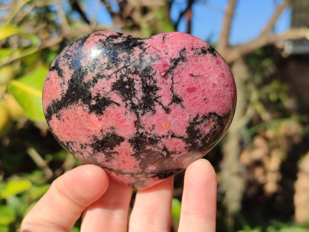 Polished Rhodonite Gemstone Hearts x 4 From Ambindavato, Madagascar - Toprock Gemstones and Minerals 