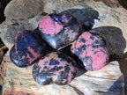 Polished Rhodonite Gemstone Hearts x 4 From Ambindavato, Madagascar - Toprock Gemstones and Minerals 