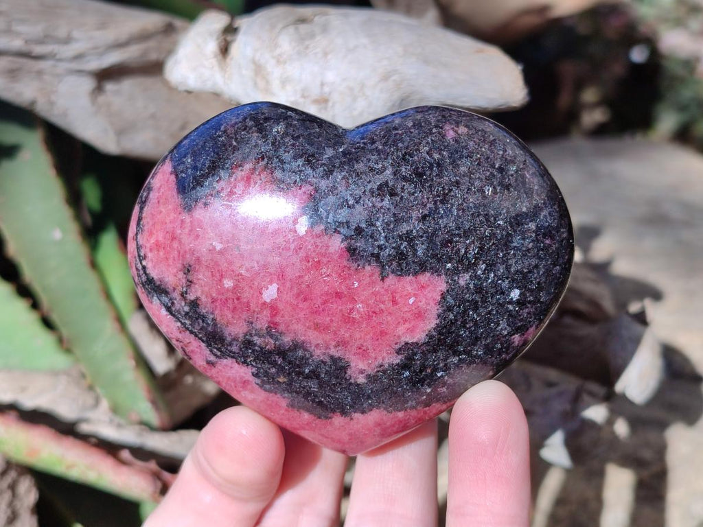 Polished Rhodonite Gemstone Hearts x 4 From Ambindavato, Madagascar - Toprock Gemstones and Minerals 