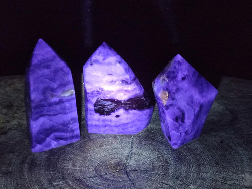 Polished Watermelon Fluorite Crystal Points x 3 From Uis, Namibia - Toprock Gemstones and Minerals 