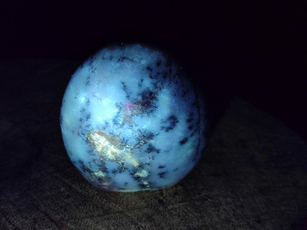 Polished Fluorescent Dendritic Opal Standing Display Pieces x 3 From Moralambo, Madagascar - Toprock Gemstones and Minerals 