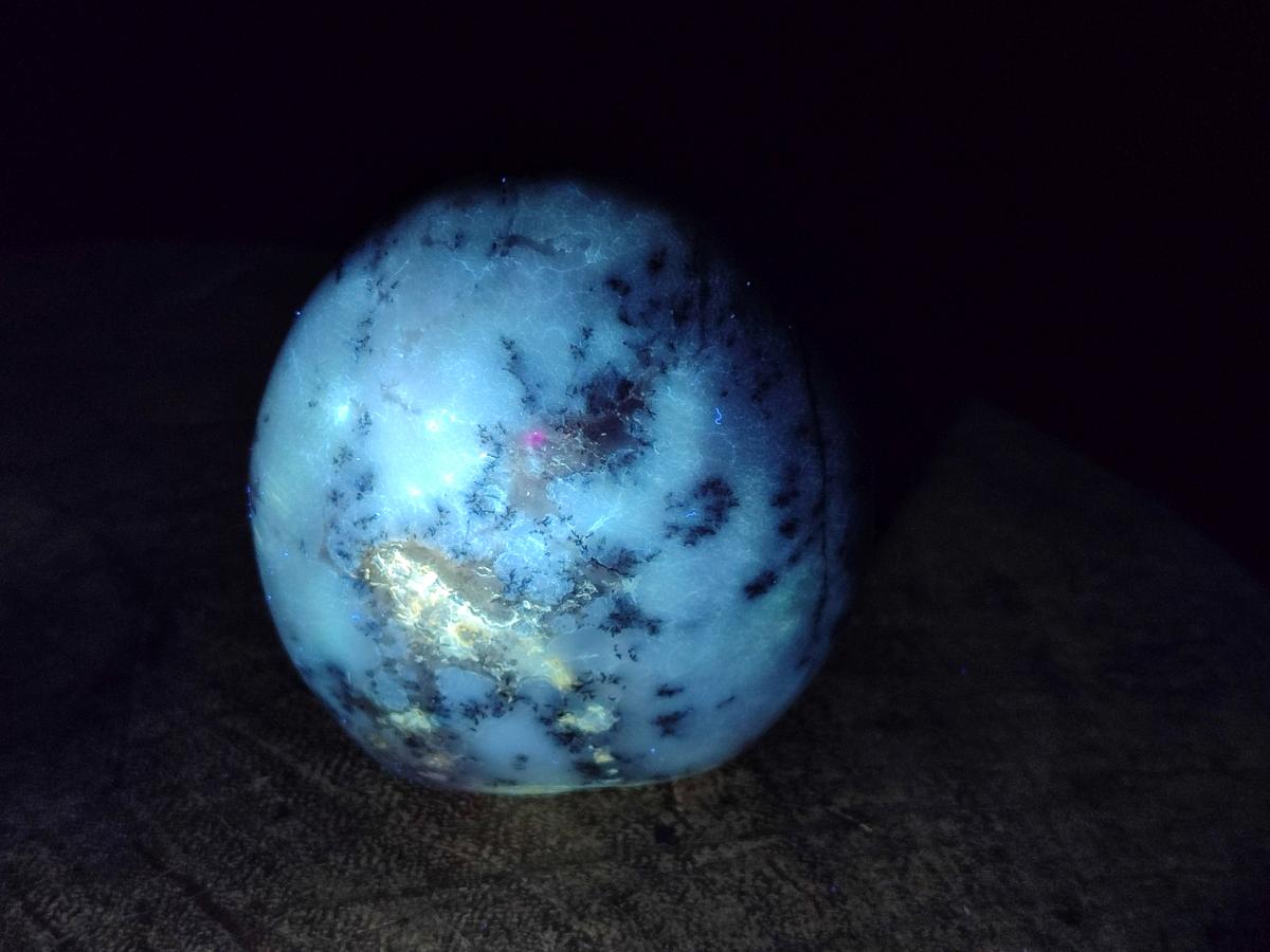 Polished Fluorescent Dendritic Opal Standing Display Pieces x 3 From Moralambo, Madagascar - Toprock Gemstones and Minerals 