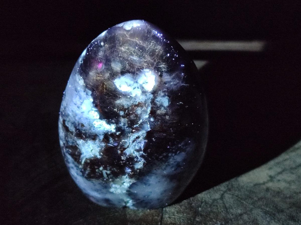 Polished Fluorescent Dendritic Opal Standing Display Pieces x 3 From Moralambo, Madagascar - Toprock Gemstones and Minerals 