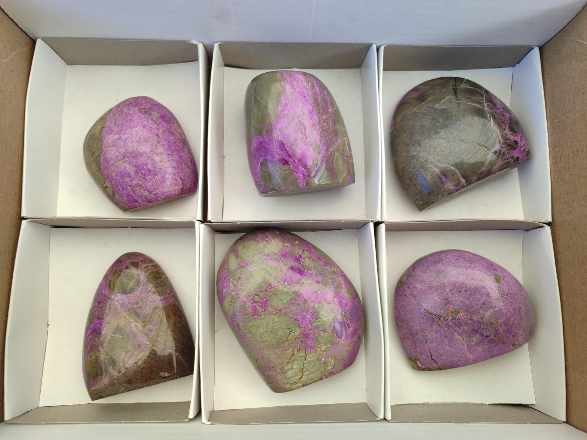 Polished Stichtite Standing Display Pieces x 6 From Barberton, South Africa - Toprock Gemstones and Minerals 