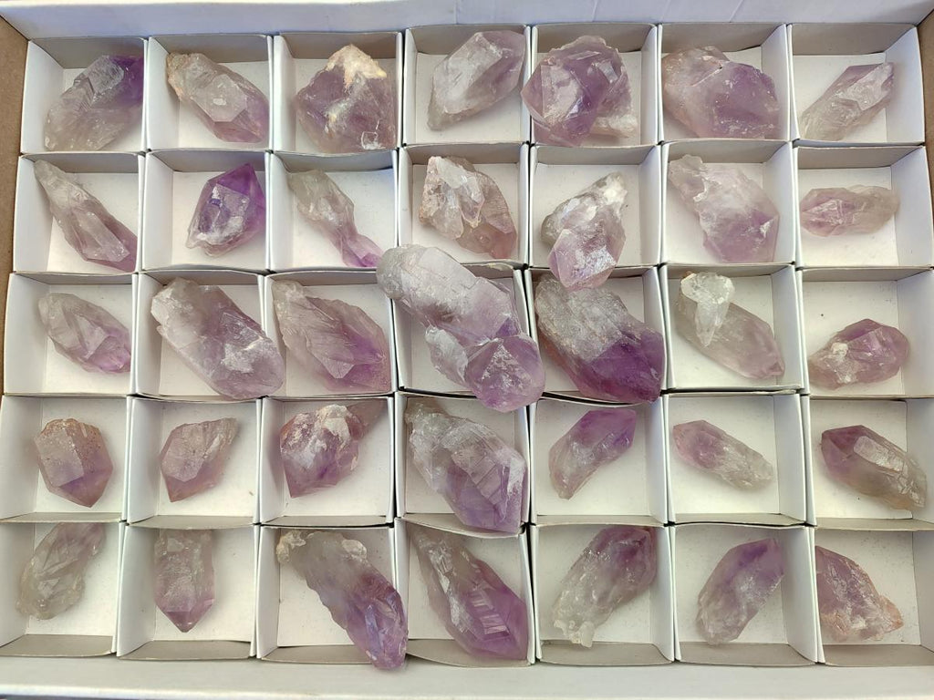 Natural Jacaranda Amethyst Single Crystals x 35 From Mumbwa, Zambia - Toprock Gemstones and Minerals 