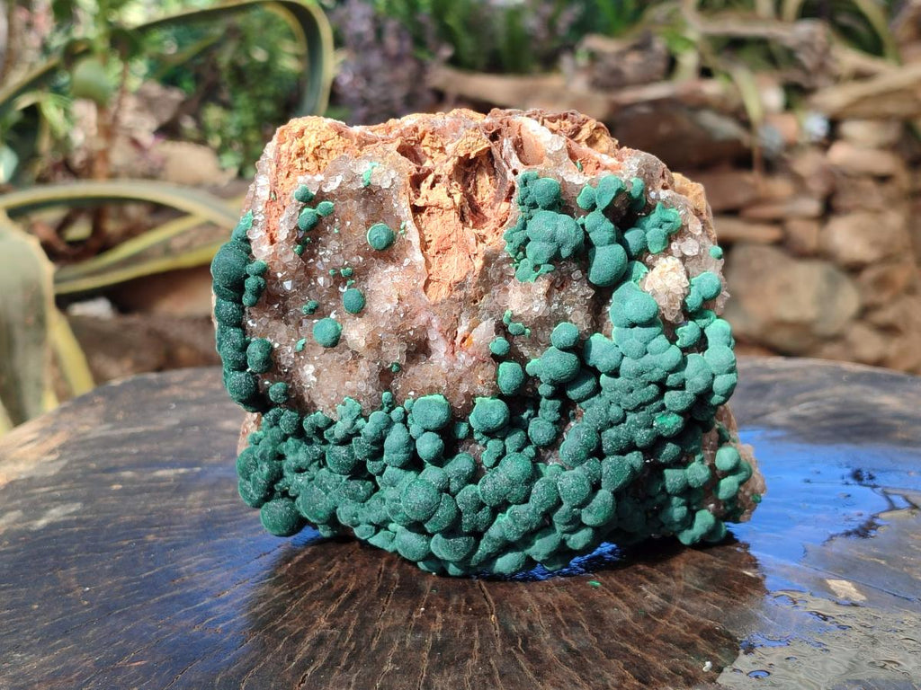 Natural Large Ball Malachite on Crystalline Smokey Quartz and Dolomite Matrix x 1 From Mindingi Mine, Kambove, Congo - Toprock Gemstones and Minerals 