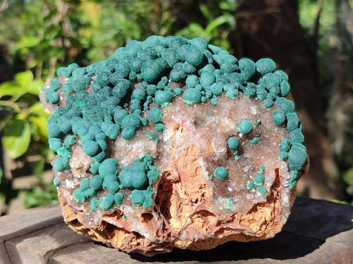 Natural Large Ball Malachite on Crystalline Smokey Quartz and Dolomite Matrix x 1 From Mindingi Mine, Kambove, Congo - Toprock Gemstones and Minerals 