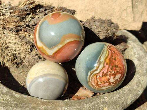 Polished Polychrome Jasper Spheres x 4 From NW Coast, Madagascar - Toprock Gemstones and Minerals 