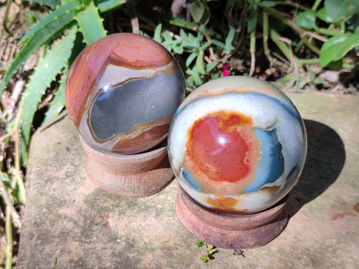 Polished Polychrome Jasper Spheres x 4 From NW Coast, Madagascar - Toprock Gemstones and Minerals 