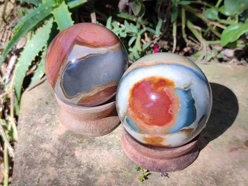 Polished Polychrome Jasper Spheres x 4 From NW Coast, Madagascar - Toprock Gemstones and Minerals 