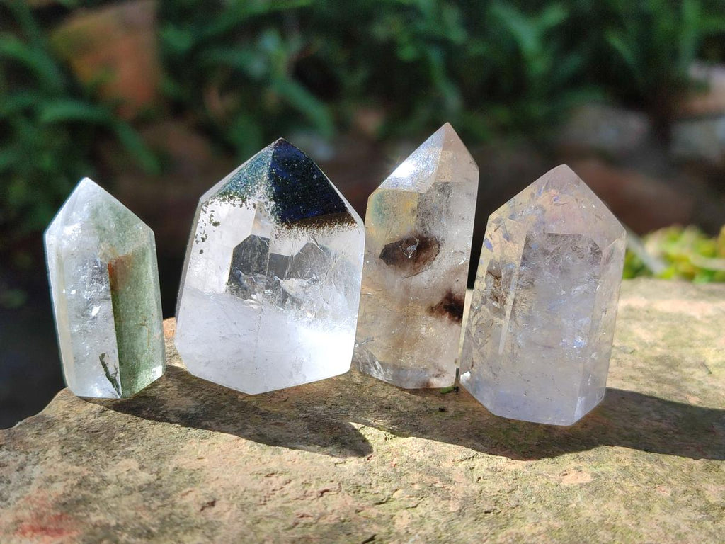 Polished Mixed Quartz Crystals with Inclusions x 12 From Madagascar - Toprock Gemstones and Minerals 