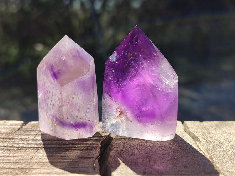 Polished Mixed Quartz Crystals with Inclusions x 12 From Madagascar - Toprock Gemstones and Minerals 