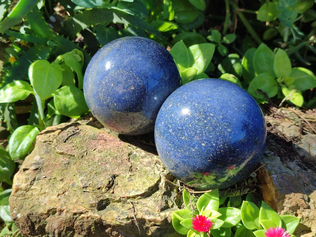 Polished Lazulite Spheres x 4 From Madagascar - Toprock Gemstones and Minerals 