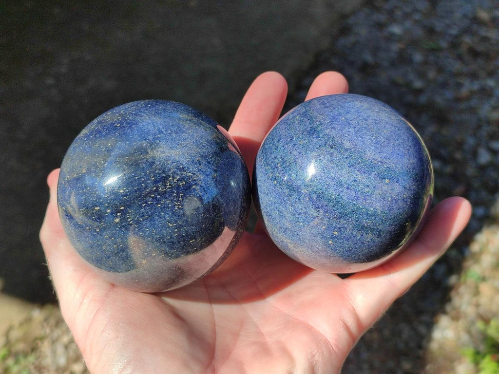 Polished Lazulite Spheres x 4 From Madagascar - Toprock Gemstones and Minerals 