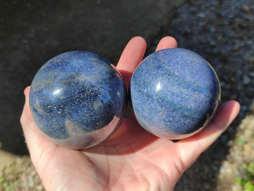 Polished Lazulite Spheres x 4 From Madagascar - Toprock Gemstones and Minerals 