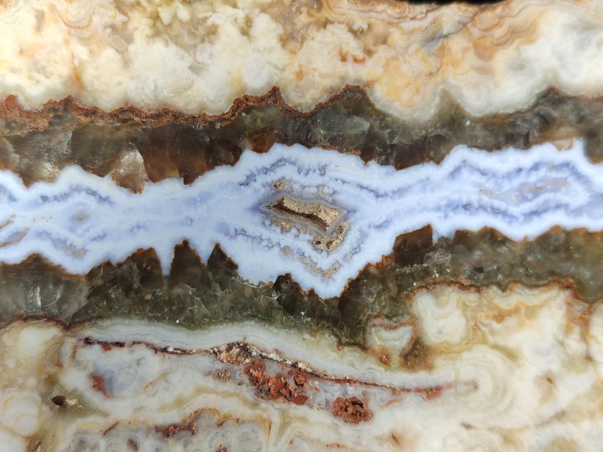 Polished Blue Lace Agate With Crazy Lace Slice and Slab x 2 From Namibia - Toprock Gemstones and Minerals 