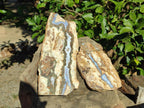Polished Blue Lace Agate With Crazy Lace Slice and Slab x 2 From Namibia - Toprock Gemstones and Minerals 